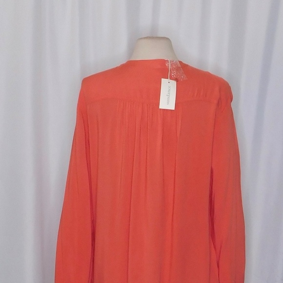 NWT!! SUNDANCE Mystic Falls Pleated Top Blouse Coral Pink Pleated Popover Boho L - Picture 8 of 12